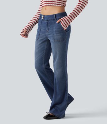Halara Flex™ Low Rise Bootcut Casual Jeans with Pockets Halara Flex™ Low Rise Bootcut Casual Jeans with Pockets