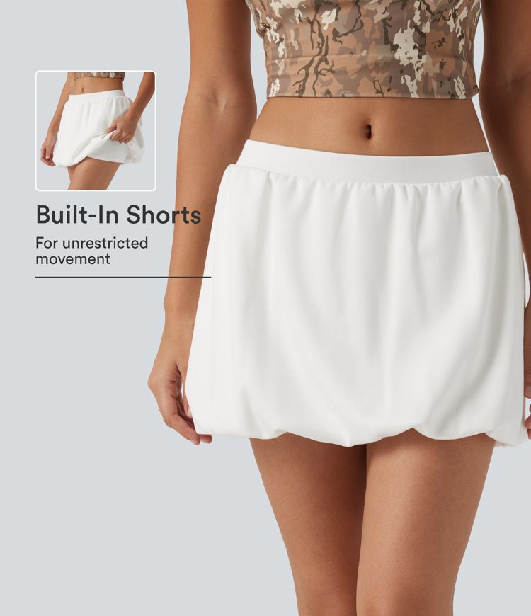 Mini-jupe trapèze 2-en-1 taille basse, style décontracté, avec poches