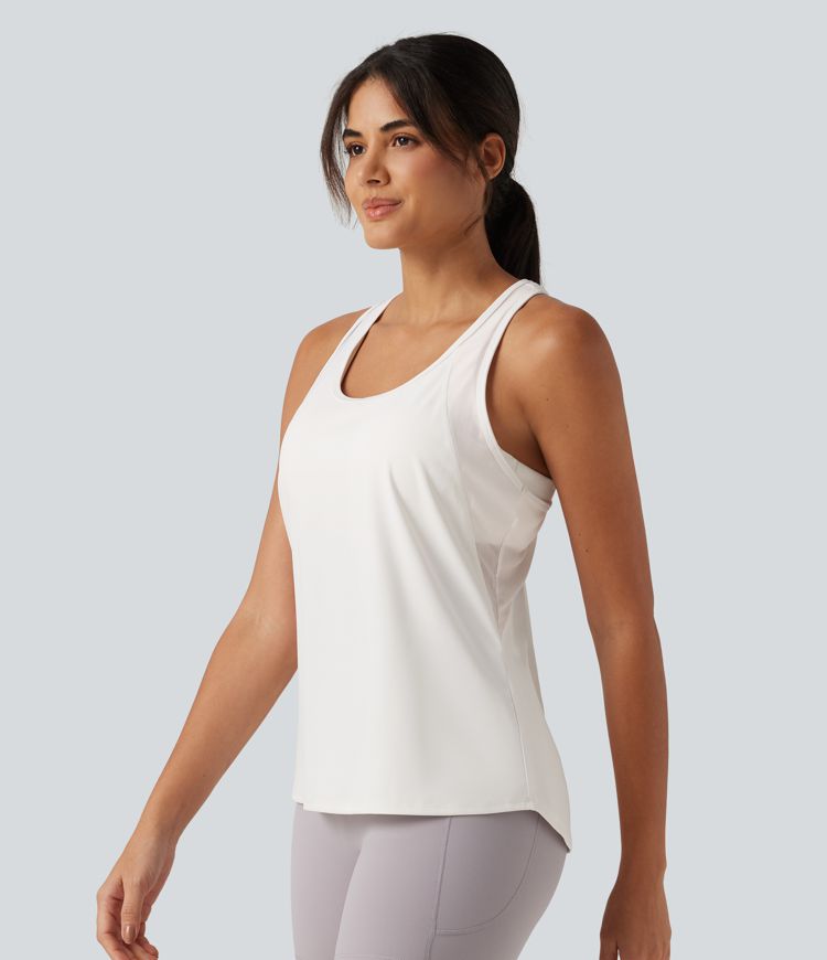 Softlyzero™ QuickDry Racerback Built-in Bra Contrast Mesh 2-Piece Yoga Tank Top
