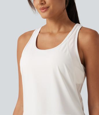 Softlyzero™ QuickDry Racerback Built-in Bra Contrast Mesh 2-Piece Yoga Tank Top