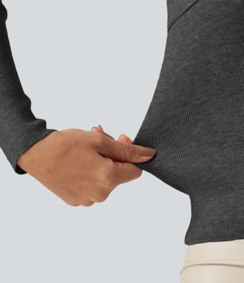V Neck Long Sleeve Crossover Thumb Hole Casual Sweater V Neck Long Sleeve Crossover Thumb Hole Casual Sweater