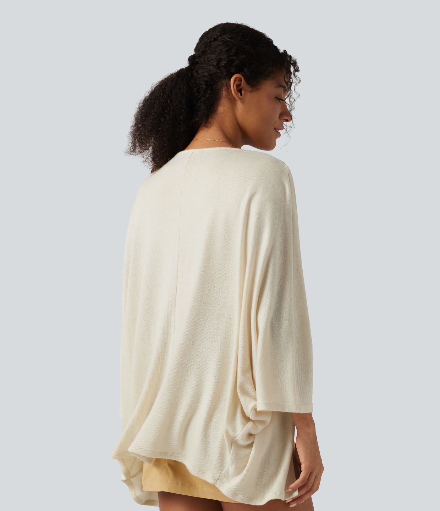 Offener, lässiger Cardigan mit Fledermausärmeln in 3/4-Länge