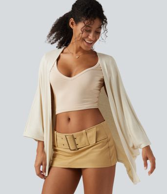 Offener, lässiger Cardigan mit Fledermausärmeln in 3/4-Länge