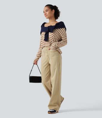 Halara Flex™ - Lässige Jeans mit hohem Bund, mehreren Taschen und geradem Bein