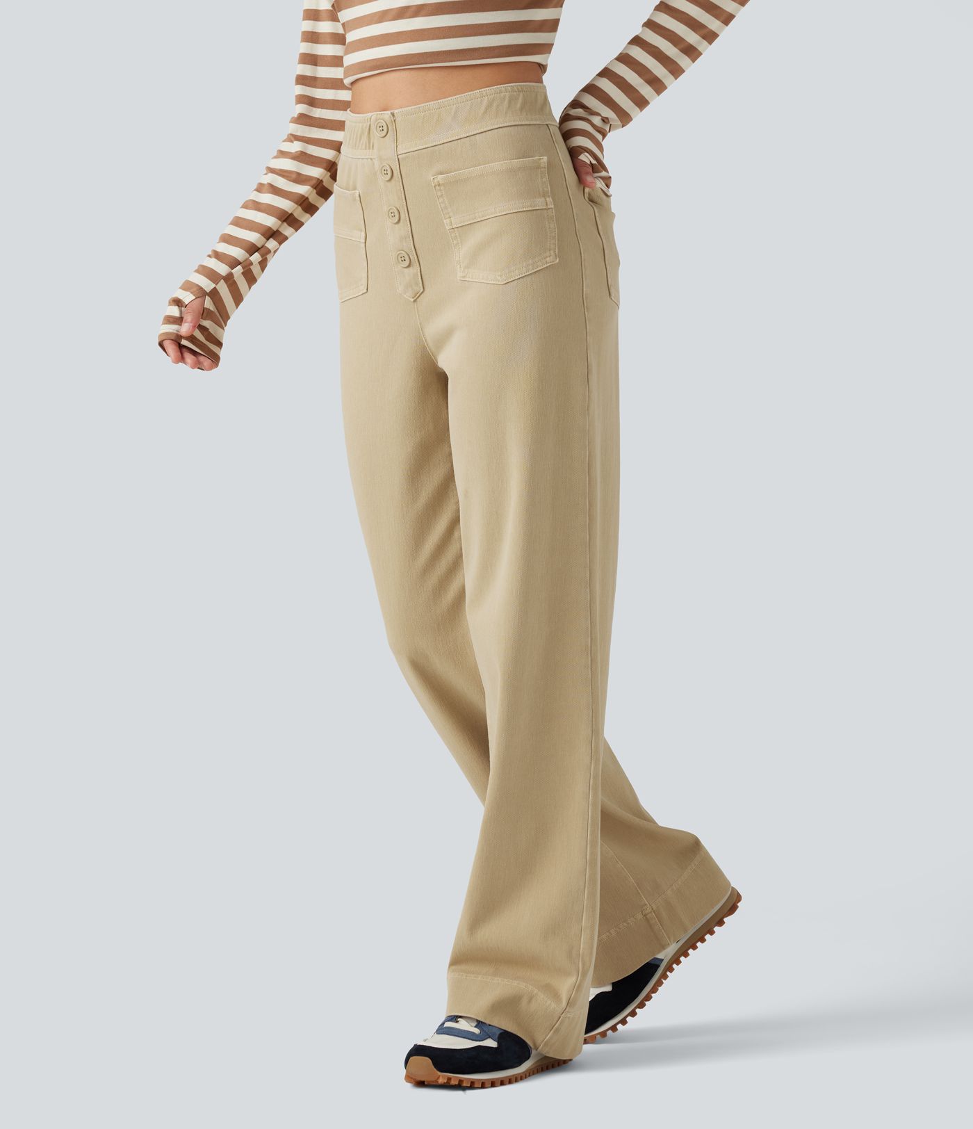 Halara Flex™ - Lässige Jeans mit hohem Bund, mehreren Taschen und geradem Bein