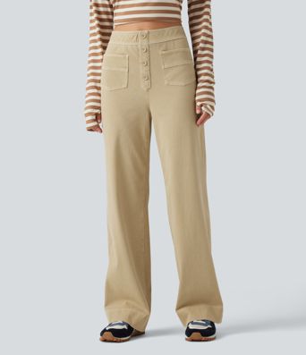 Halara Flex™ - Lässige Jeans mit hohem Bund, mehreren Taschen und geradem Bein