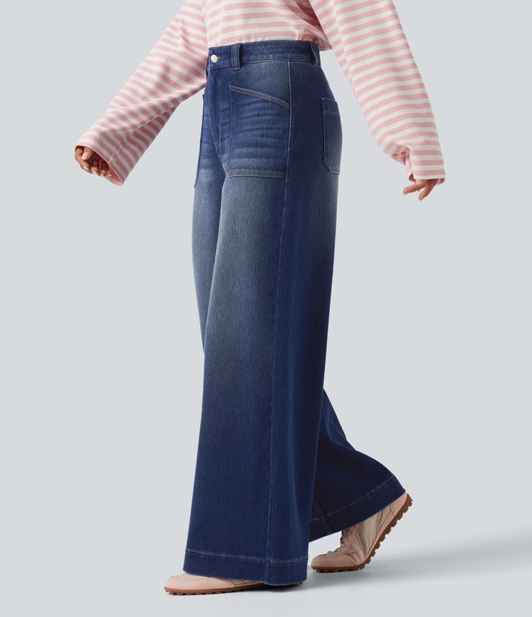 Halara Flex™ High Waisted Baggy Relaxed Casual Jeans with Pockets Halara Flex™ High Waisted Baggy Relaxed Casual Jeans with Pockets