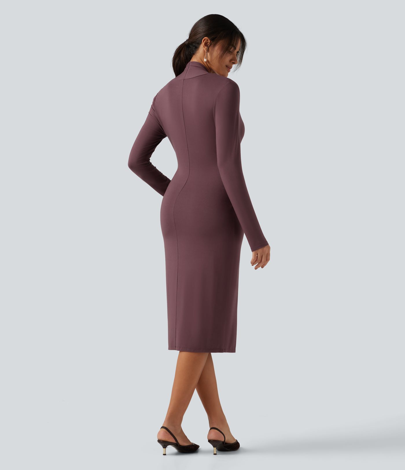 V Neck Long Sleeve Twisted Bodycon A-Line Midi Party Dress V Neck Long Sleeve Twisted Bodycon A-Line Midi Party Dress