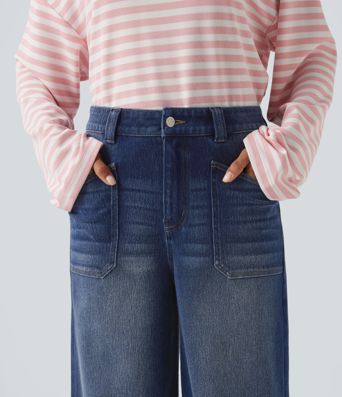 Halara Flex™ High Waisted Baggy Relaxed Casual Jeans with Pockets Halara Flex™ High Waisted Baggy Relaxed Casual Jeans with Pockets