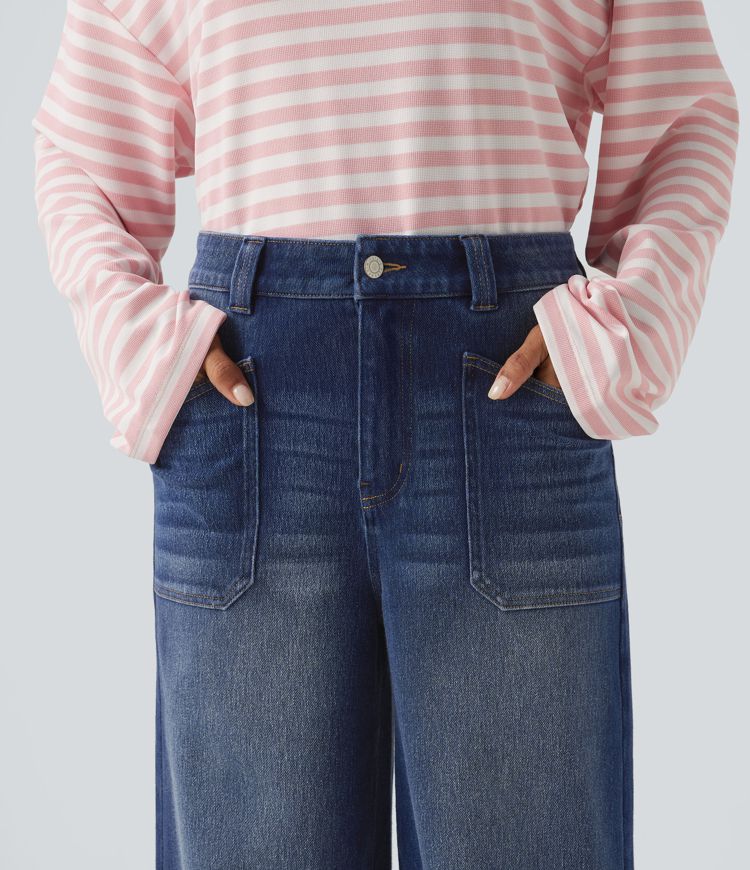 Halara Flex™ High Waisted Baggy Relaxed Casual Jeans with Pockets Halara Flex™ High Waisted Baggy Relaxed Casual Jeans with Pockets