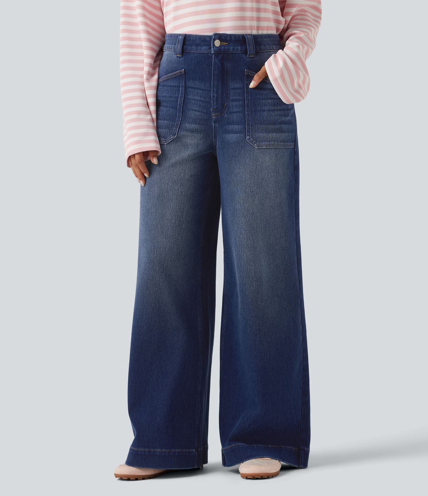 Halara Flex™ High Waisted Baggy Relaxed Casual Jeans with Pockets Halara Flex™ High Waisted Baggy Relaxed Casual Jeans with Pockets