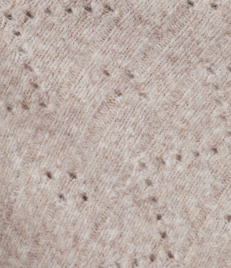 Lässiger Pullover aus offenem Strick mit V-Ausschnitt, langen Ärmeln und Muschelsaum Lässiger Pullover aus offenem Strick mit V-Ausschnitt, langen Ärmeln und Muschelsaum