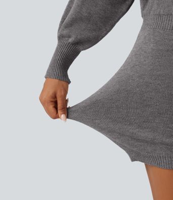 One Shoulder Batwing Long Sleeve Bodycon Mini Work Sweater Dress One Shoulder Batwing Long Sleeve Bodycon Mini Work Sweater Dress