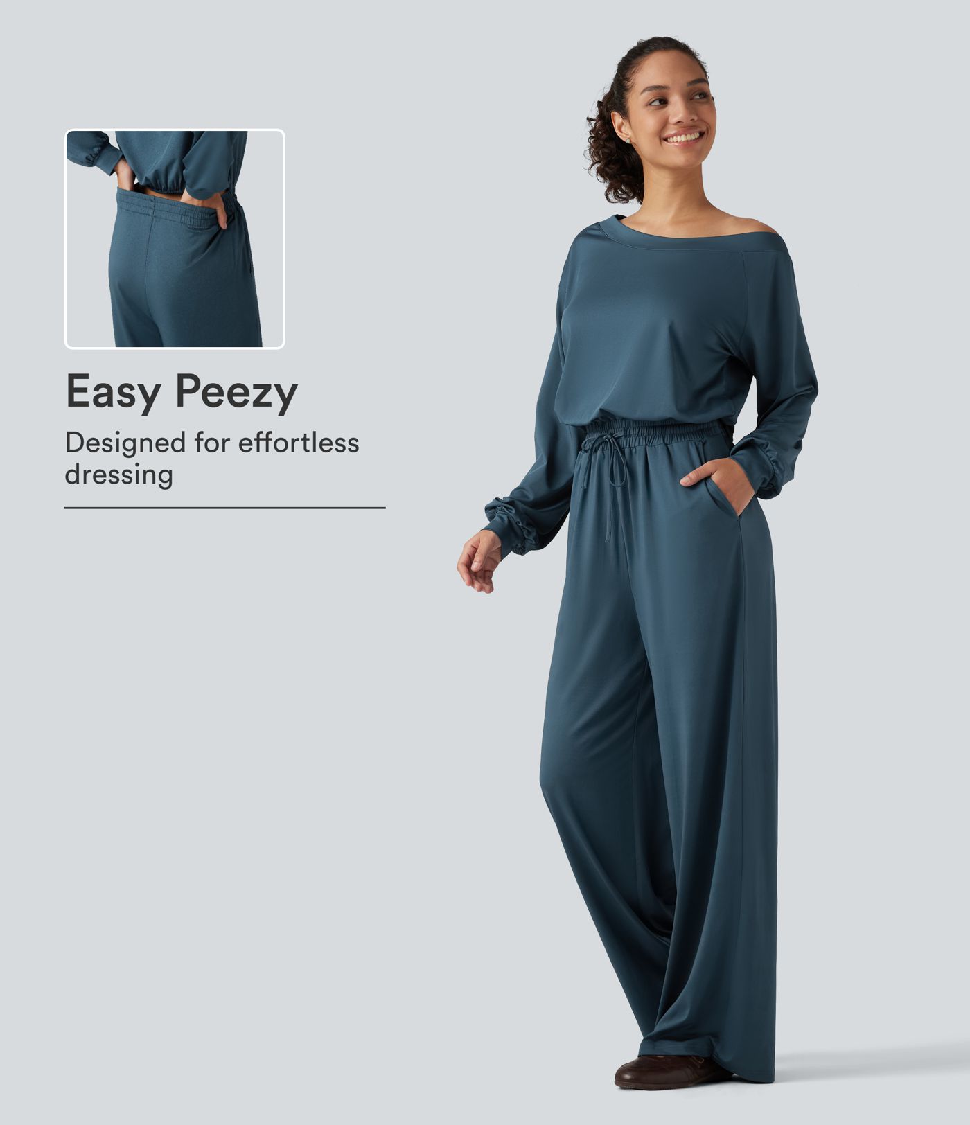 One Shoulder Long Sleeve Drawstring Baggy Casual Jumpsuit with Pockets-Easy Peezy Edition One Shoulder Long Sleeve Drawstring Baggy Casual Jumpsuit with Pockets-Easy Peezy Edition