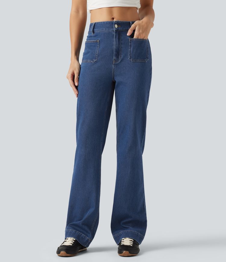 Halara Flex™ jean bootcut décontracté taille mi-haute avec poches Halara Flex™ jean bootcut décontracté taille mi-haute avec poches