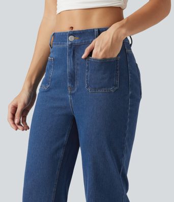 Halara Flex™ Mid Rise Casual Bootcut Jeans with Pockets Halara Flex™ Mid Rise Casual Bootcut Jeans with Pockets