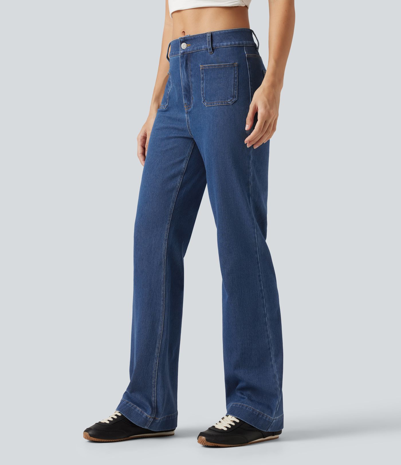 Halara Flex™ Mid Rise Casual Bootcut Jeans with Pockets Halara Flex™ Mid Rise Casual Bootcut Jeans with Pockets