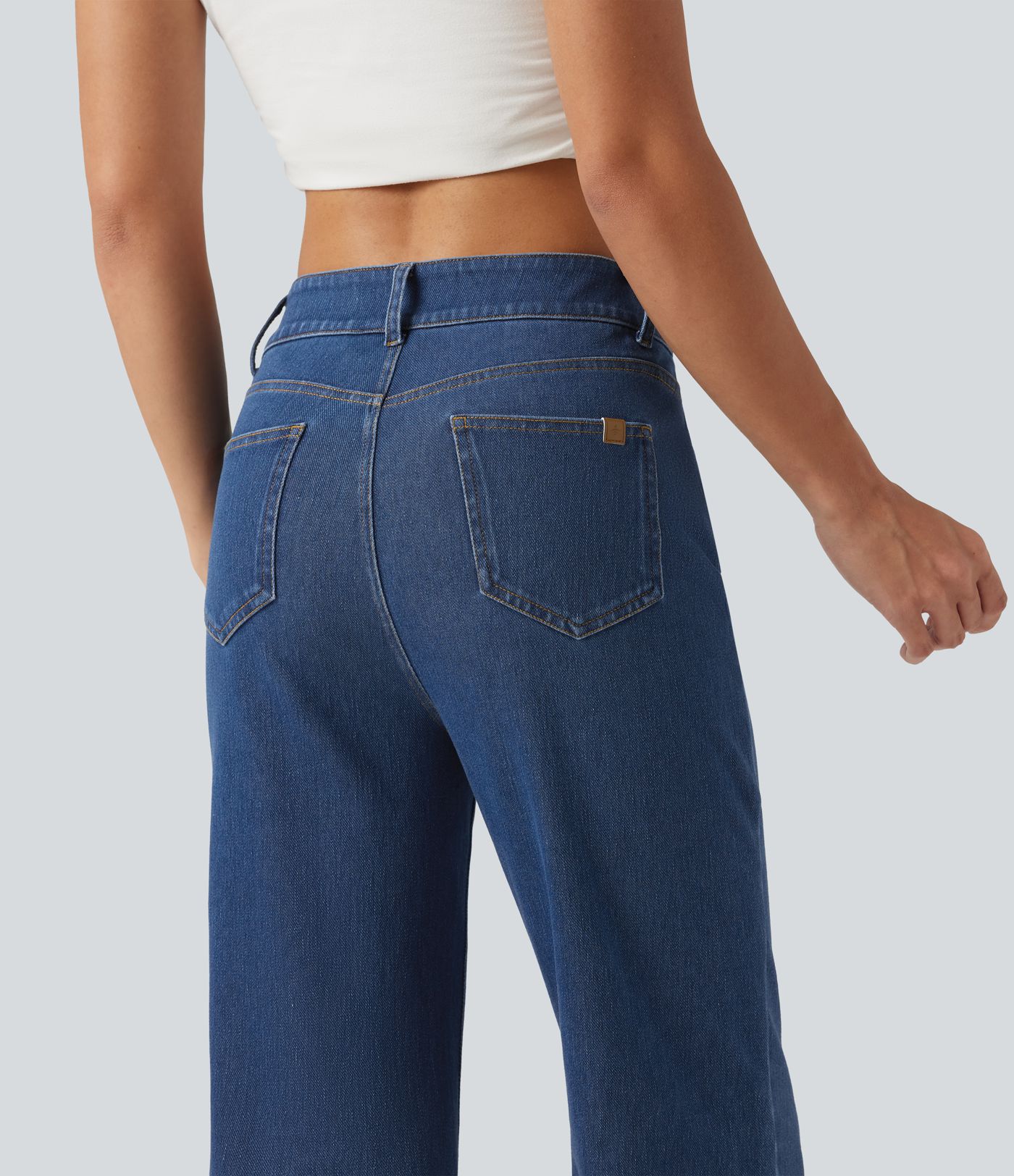 Halara Flex™ Mid Rise Casual Bootcut Jeans with Pockets Halara Flex™ Mid Rise Casual Bootcut Jeans with Pockets
