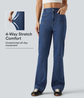 Halara Flex™ Mid Rise Casual Bootcut Jeans with Pockets Halara Flex™ Mid Rise Casual Bootcut Jeans with Pockets