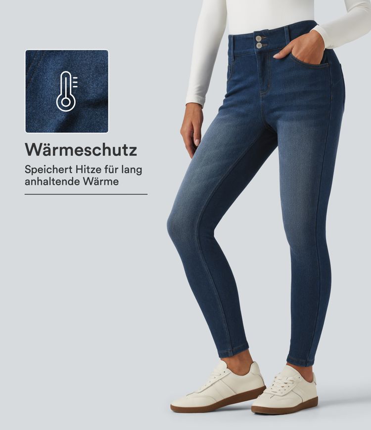 Halara Flex™ - Lässige Jeans aus Fleece-Denim mit mittelhohem Bund und mehreren Taschen - skinny fit