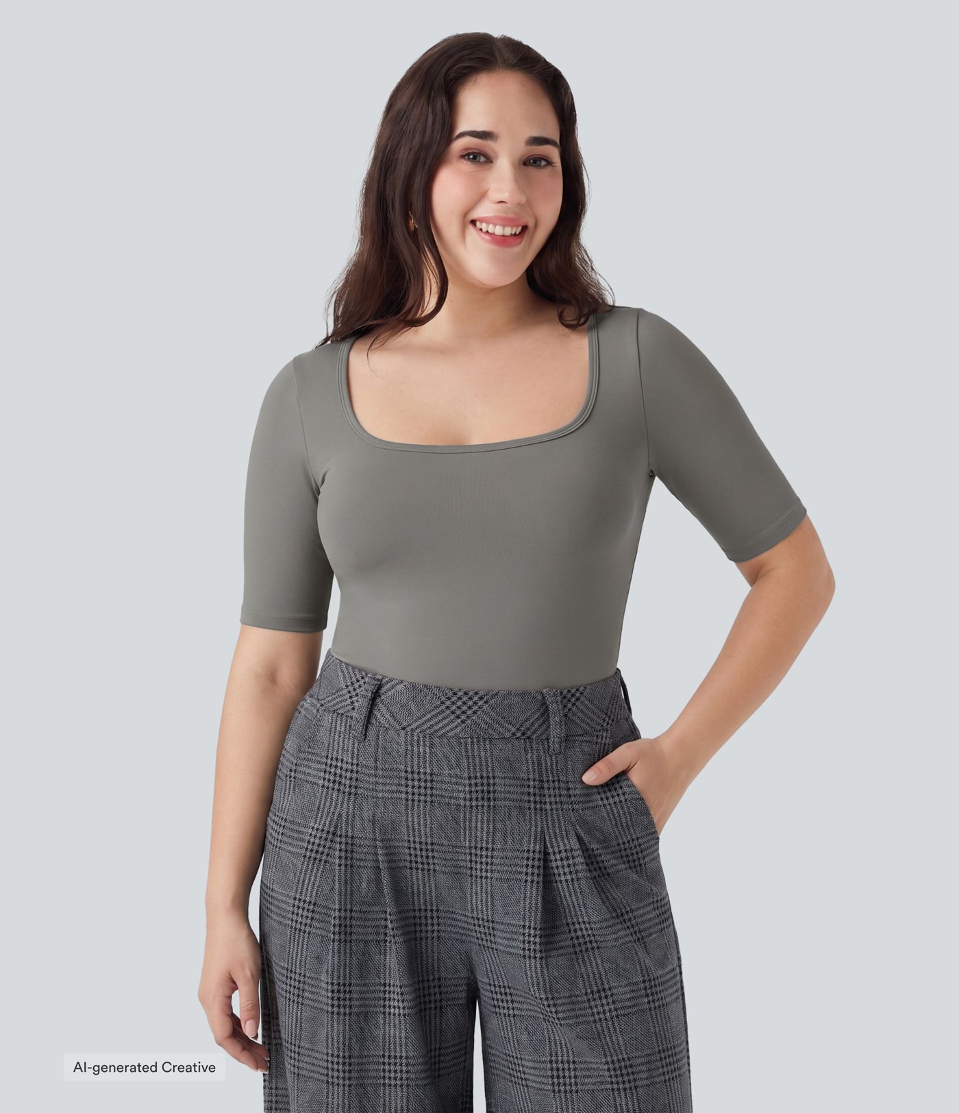 Plus Size SoftlyZero™ Airy Scoop Neck Short Sleeve InstantCool Work T-Shirt