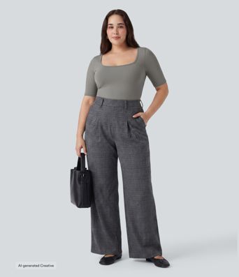 Plus Size SoftlyZero™ Airy Scoop Neck Short Sleeve InstantCool Work T-Shirt