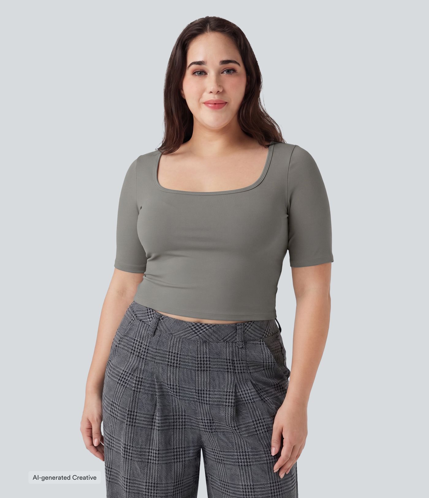 Plus Size SoftlyZero™ Airy Scoop Neck Short Sleeve InstantCool Work T-Shirt