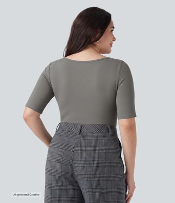 Plus Size SoftlyZero™ Airy Scoop Neck Short Sleeve InstantCool Work T-Shirt