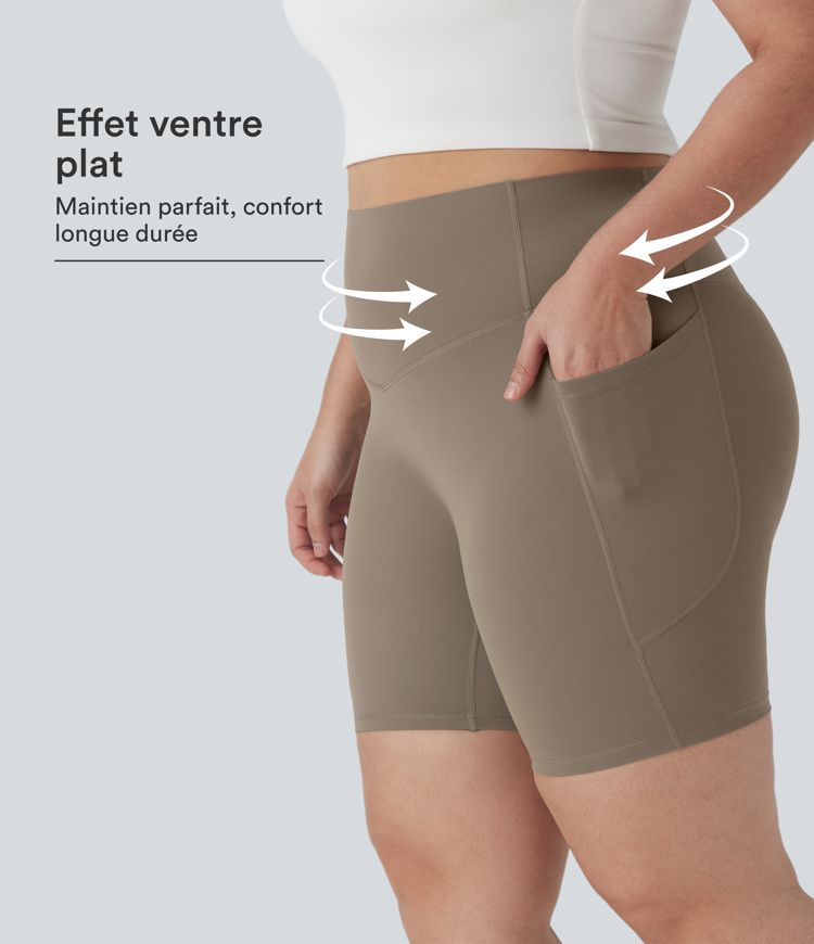 Short cycliste 17,5 cm d'entraînement gainant taille haute grande taille avec poches Halara UltraSculpt™ Short cycliste 17,5 cm d'entraînement gainant taille haute grande taille avec poches Halara UltraSculpt™