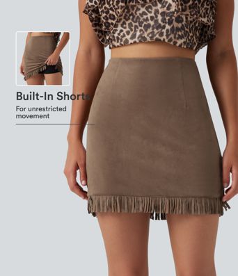 High Waisted Bodycon Suede Mini Party Skirt