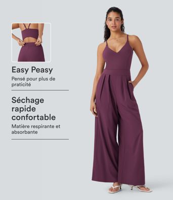 Combinaison à bretelles Breezeful™ dos nu, jambes larges, séchage rapide avec poches latérales - Édition Easy Peasy