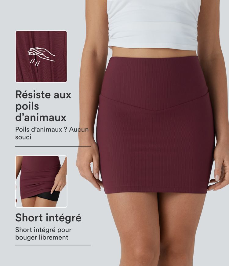 Jupe courte moulante 2-en-1 gainante taille haute anti-poils d'animaux Patitoff™ Jupe courte moulante 2-en-1 gainante taille haute anti-poils d'animaux Patitoff™