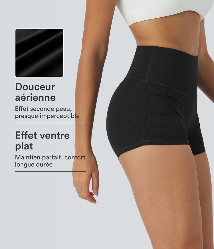 Short cycliste 6 cm de course gainant taille haute avec fronces et séchage rapide SoftlyZero™ Short cycliste 6 cm de course gainant taille haute avec fronces et séchage rapide SoftlyZero™