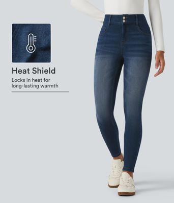 Halara Flex™ - Lässige Jeans aus Fleece-Denim mit mittelhohem Bund und mehreren Taschen - skinny fit