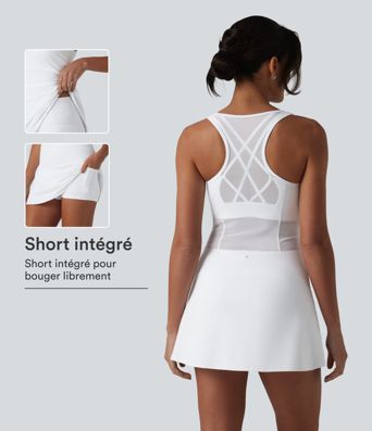 SoftlyZero™ luchtige, ademende mesh met crisscross racerback, 2-delige set met ingebouwde bh, InstantCool, dans-/sportjurk met zakken SoftlyZero™ luchtige, ademende mesh met crisscross racerback, 2-delige set met ingebouwde bh, InstantCool, dans-/sportjurk met zakken