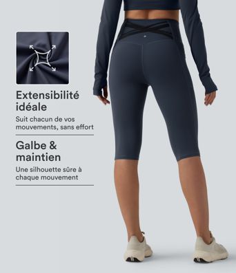 Halara Ultrasculpt™ Legging de running corsaire gainant taille haute dos croisé avec poches Halara Ultrasculpt™ Legging de running corsaire gainant taille haute dos croisé avec poches