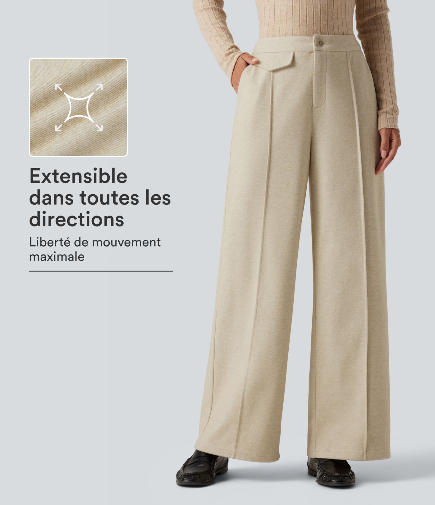 Pantalon de bureau large taille haute avec poches Pantalon de bureau large taille haute avec poches