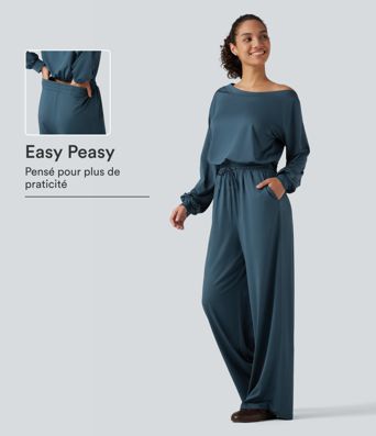 Combinaison baggy à une épaule, manche longue et cordon de serrage avec poches, édition accès facile Easy Peasy