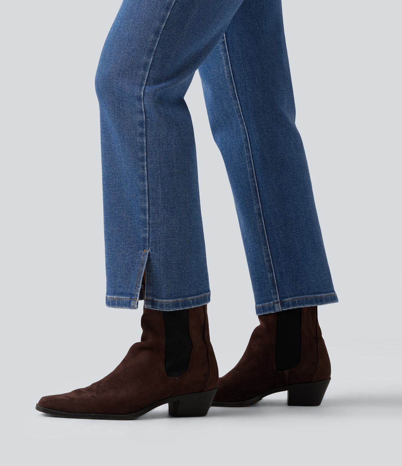 Mid Rise Straight Leg Casual Jeans with Pockets