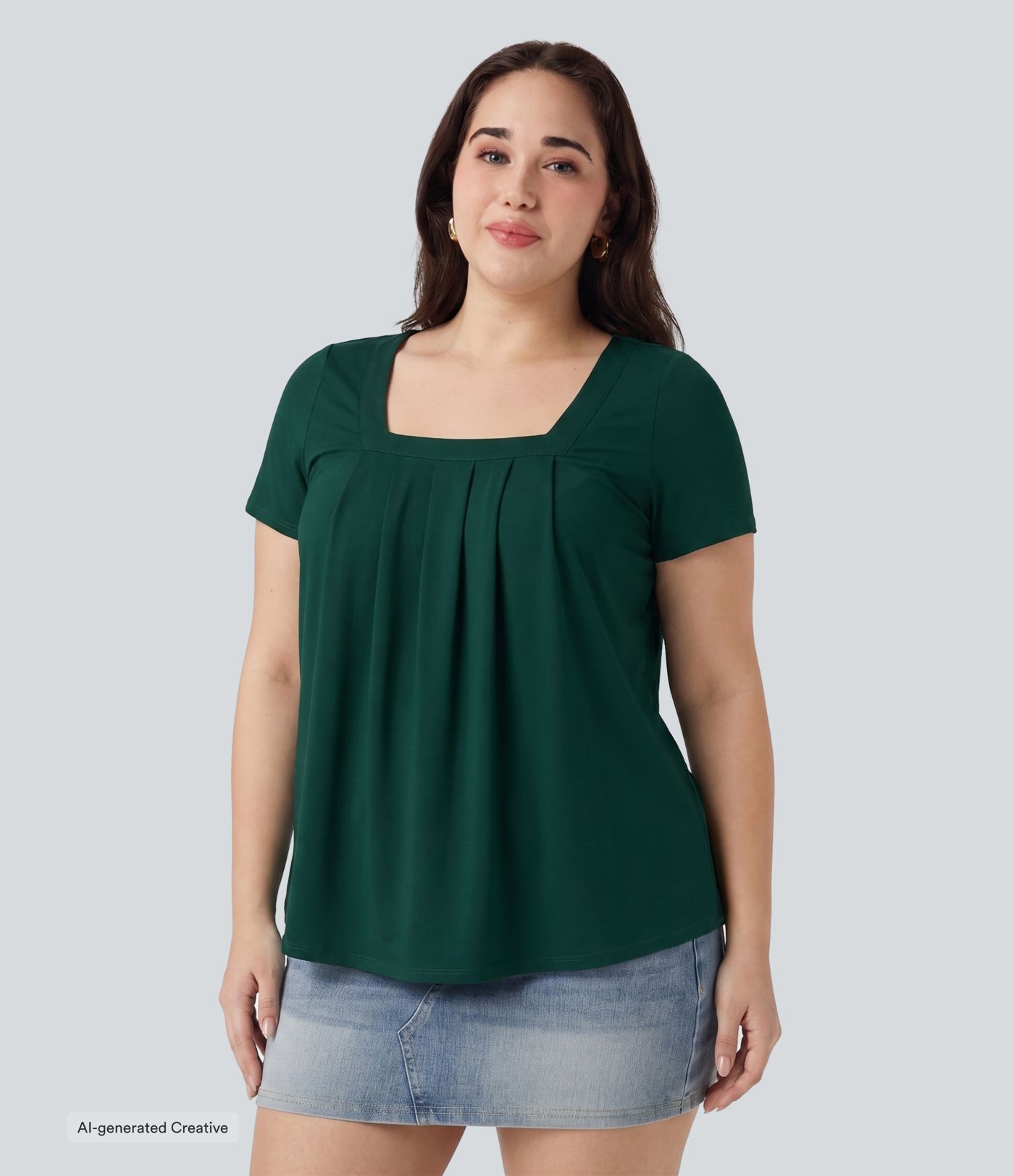 Plus Size Square Neck Short Sleeve Casual Blouse Plus Size Square Neck Short Sleeve Casual Blouse