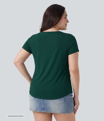 Plus Size Square Neck Short Sleeve Casual Blouse Plus Size Square Neck Short Sleeve Casual Blouse