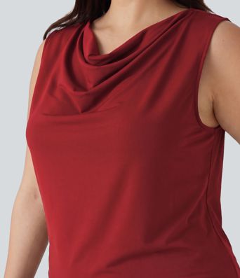 Blouse de bureau grande taille sans manches à col bénitier Blouse de bureau grande taille sans manches à col bénitier