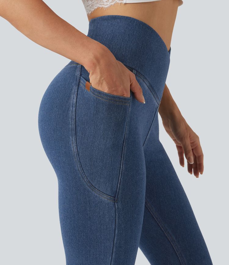 Halara Flex™ Denim Heat High Waisted Asymmetric Casual Leggings with Pockets Halara Flex™ Denim Heat High Waisted Asymmetric Casual Leggings with Pockets