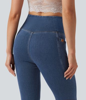 Halara Flex™ Denim Heat High Waisted Asymmetric Casual Leggings with Pockets Halara Flex™ Denim Heat High Waisted Asymmetric Casual Leggings with Pockets