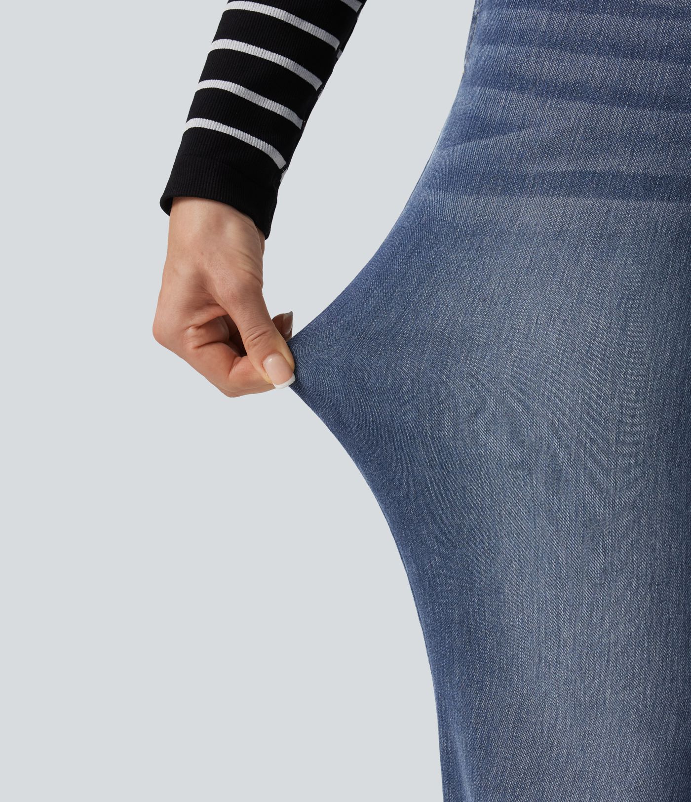 Halara Flex™ Mid Rise Asymmetric Straight Leg Casual Jeans with Pockets