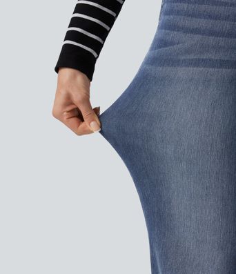 Halara Flex™ Mid Rise Asymmetric Straight Leg Casual Jeans with Pockets