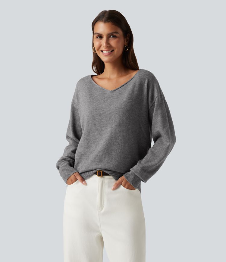 Büro-Pullover mit langen Ärmeln und One-Shoulder-Design