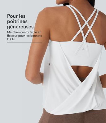 Débardeur de yoga plissé à double bretelles séchage rapide E-G
