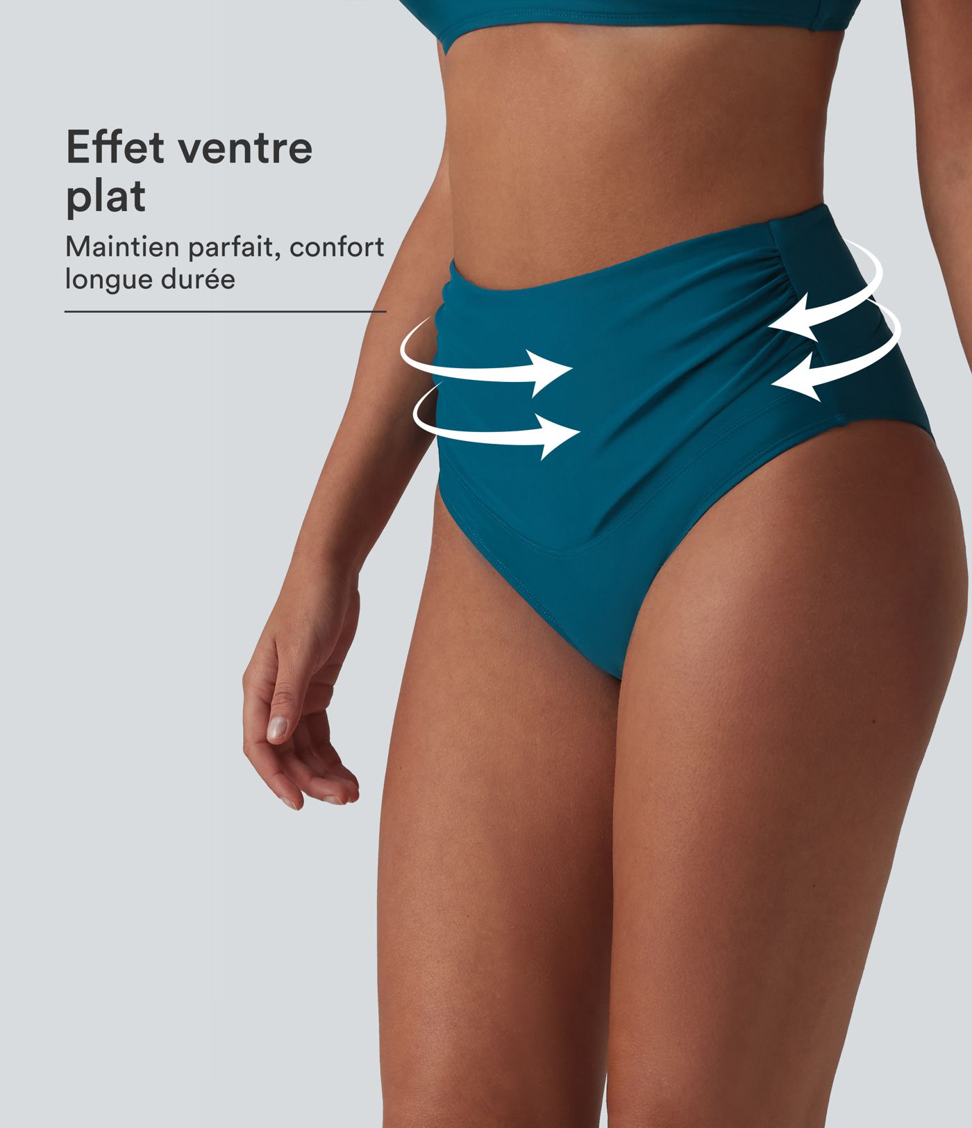 Maillot de bain bikini taille haute effet ventre plat et froncé Maillot de bain bikini taille haute effet ventre plat et froncé