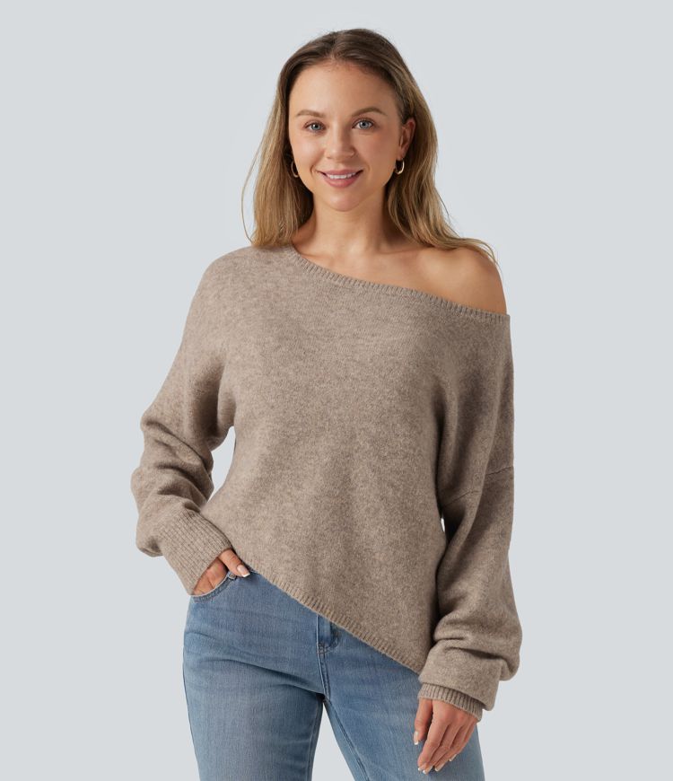 One Shoulder Long Sleeve Asymmetric Casual Sweater One Shoulder Long Sleeve Asymmetric Casual Sweater